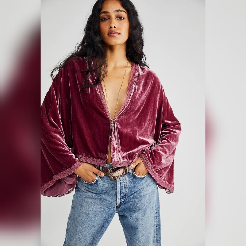 NWT Free People Velvet Bed Jacket